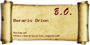 Berariu Orion névjegykártya